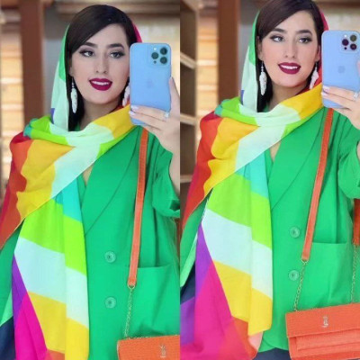 شال رنگی رنگی طرح بهاری 2623