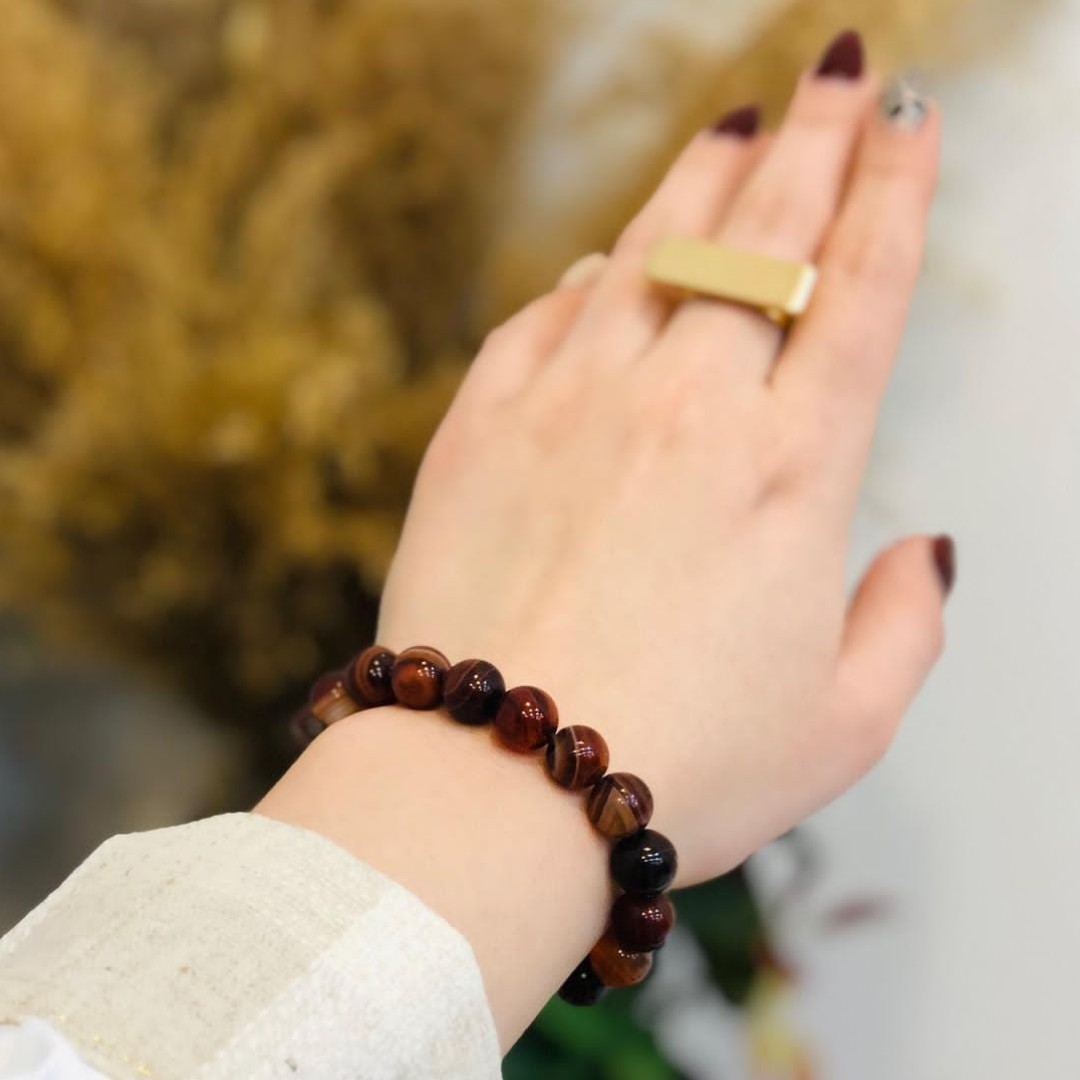 دستبند زنانه و دخترانه سنگ طبیعی با بند قابل تنظیم 