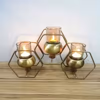 شمعدان 3 تایی فلز آنتیک با آبکاری درجه یک