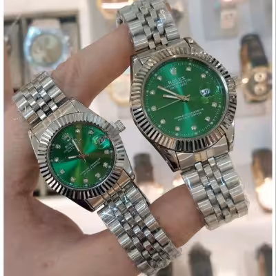 ست ساعت رولکس نقره ای صفحه سبز