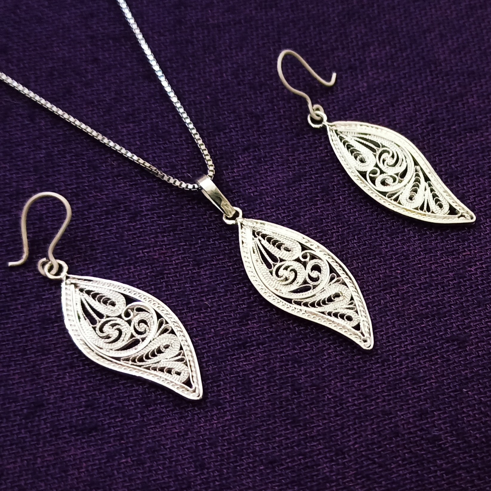 نیمست نقره طرح برگ