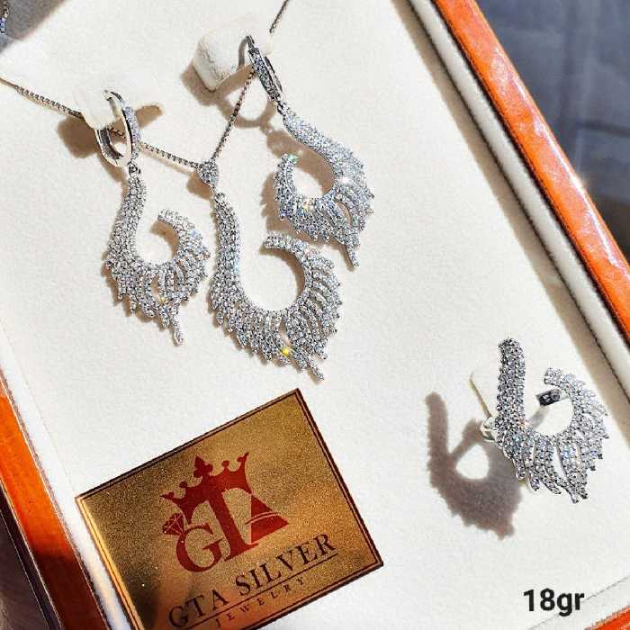 نیمست نقره 925 طرح جواهر روکش اب طلا