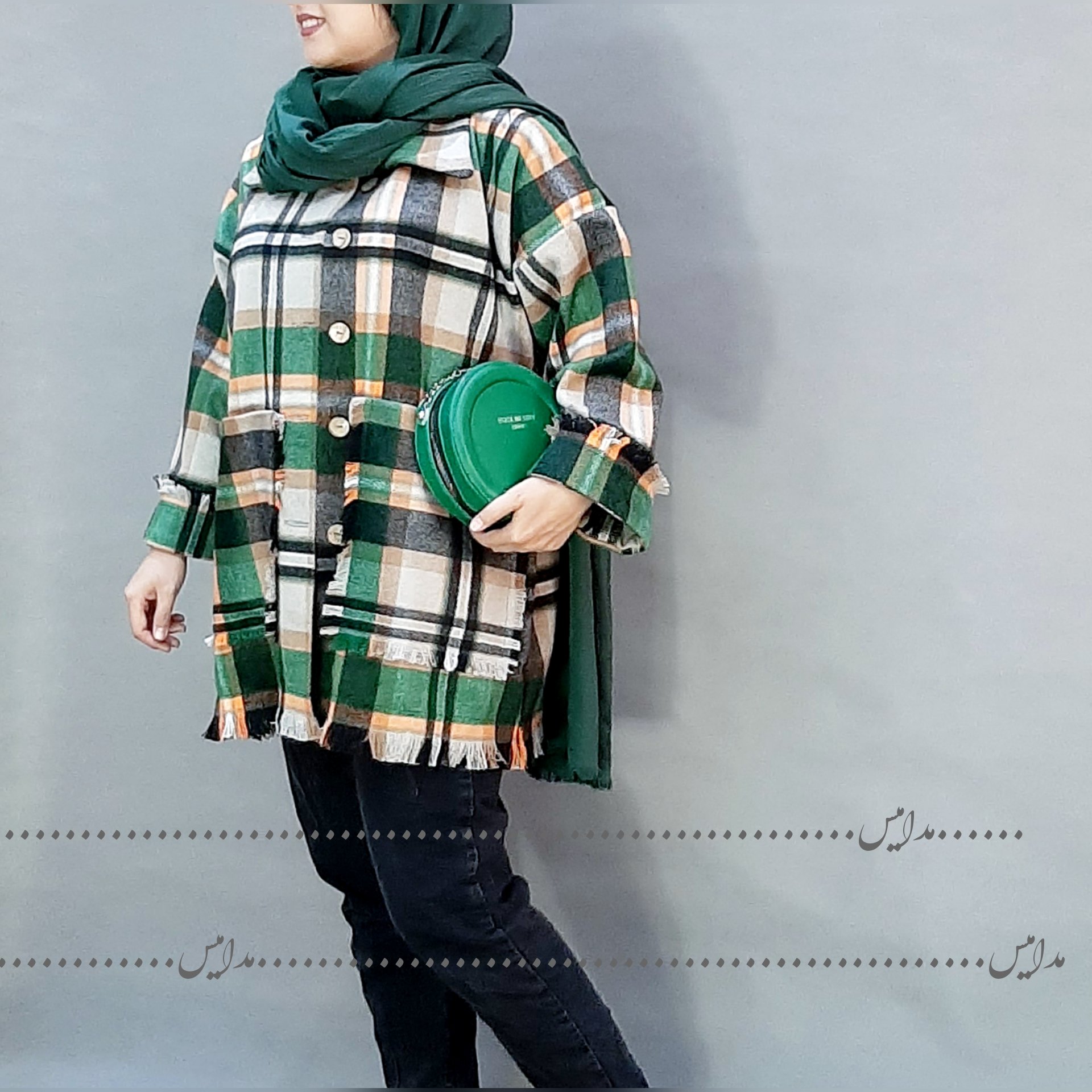 مانتو پاییز چهارخانه پشمی