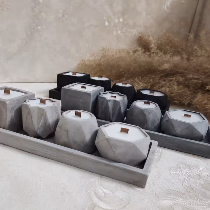 جاشمعی دست ساز مجموعه 4 عددی به همراه سینی