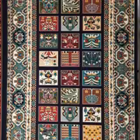 قالیچه  گلیم  سایز  2در 1  نقشه خشتی سلطنتی  350 شانه تراکم 750 