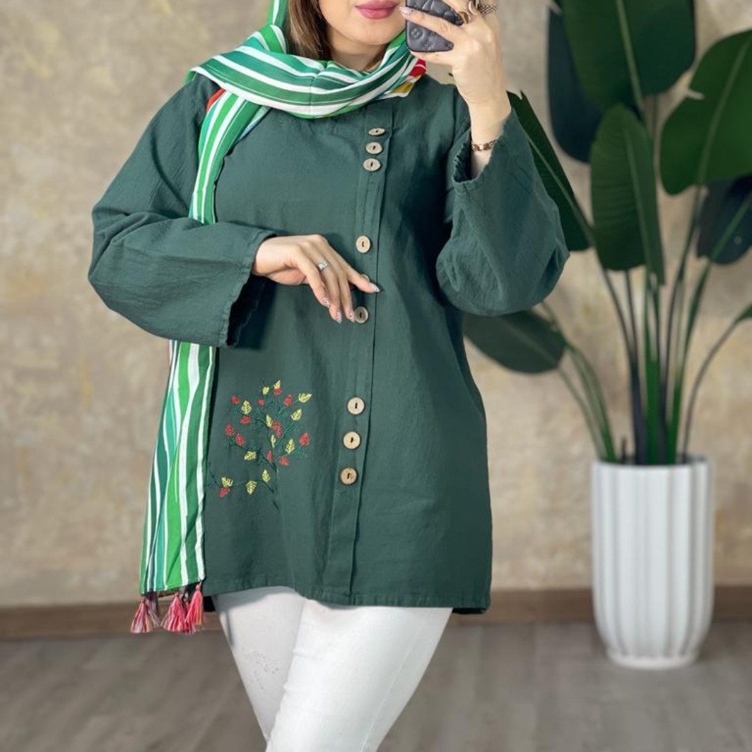 مانتو الیاف طبیعی بهاره تابستانه فری سایز از 36تا44 در رنگبندی و قد 78
