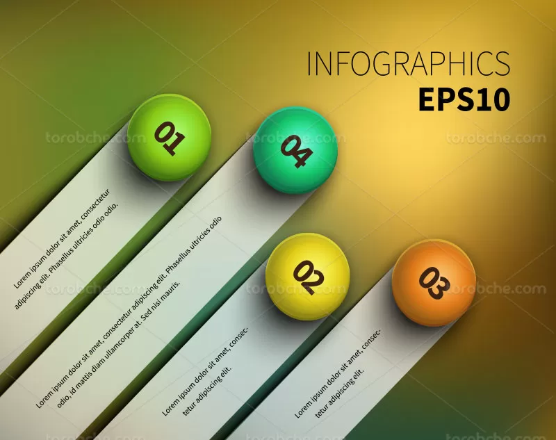 وکتور اینفوگرافیک رنگارنگ 4 مرحله ای | گرافیک با طعم تربچه