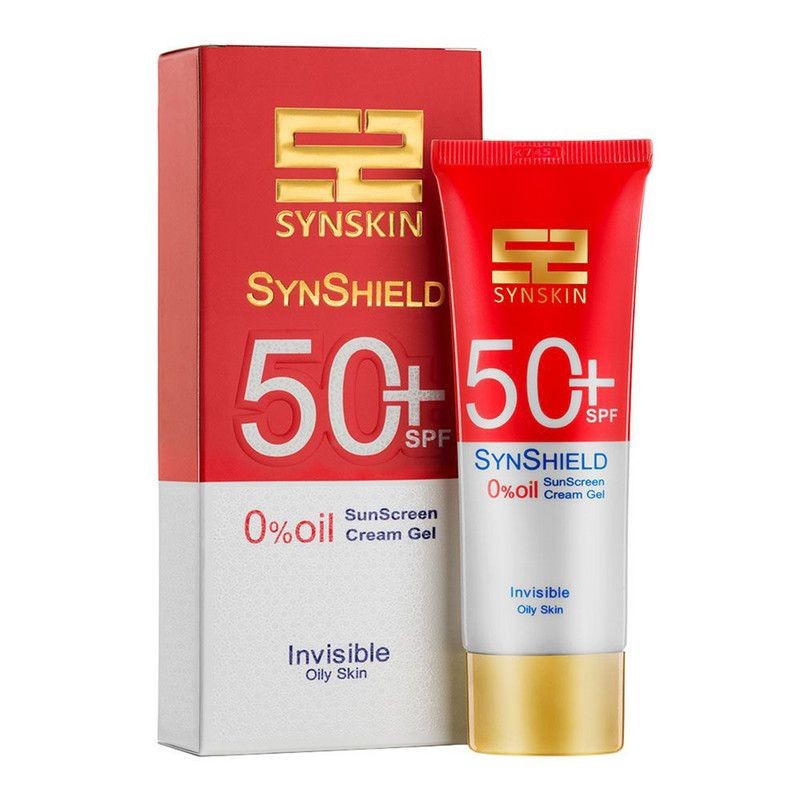 ژل کرم ضدآفتاب بدون رنگ مدل SynShield محافظ UVB پوست چرب ساین اسکین 50 میل