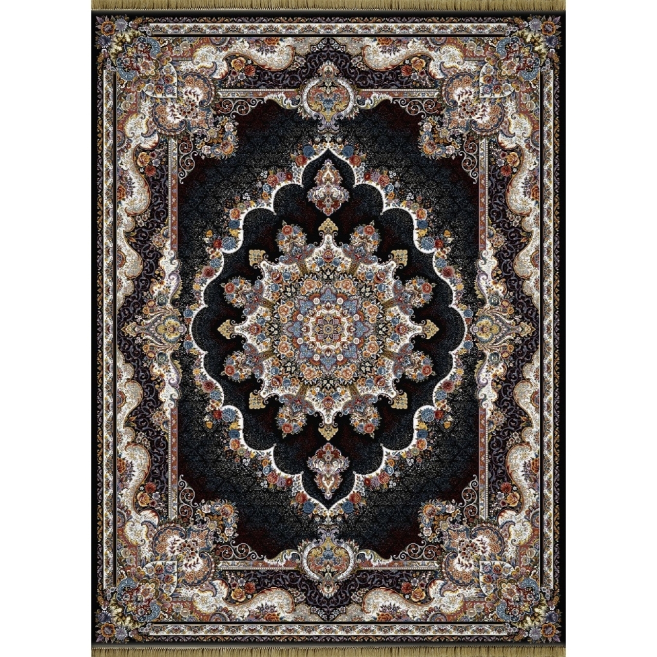 فرش ماشینی نیلوفر سرمه ای