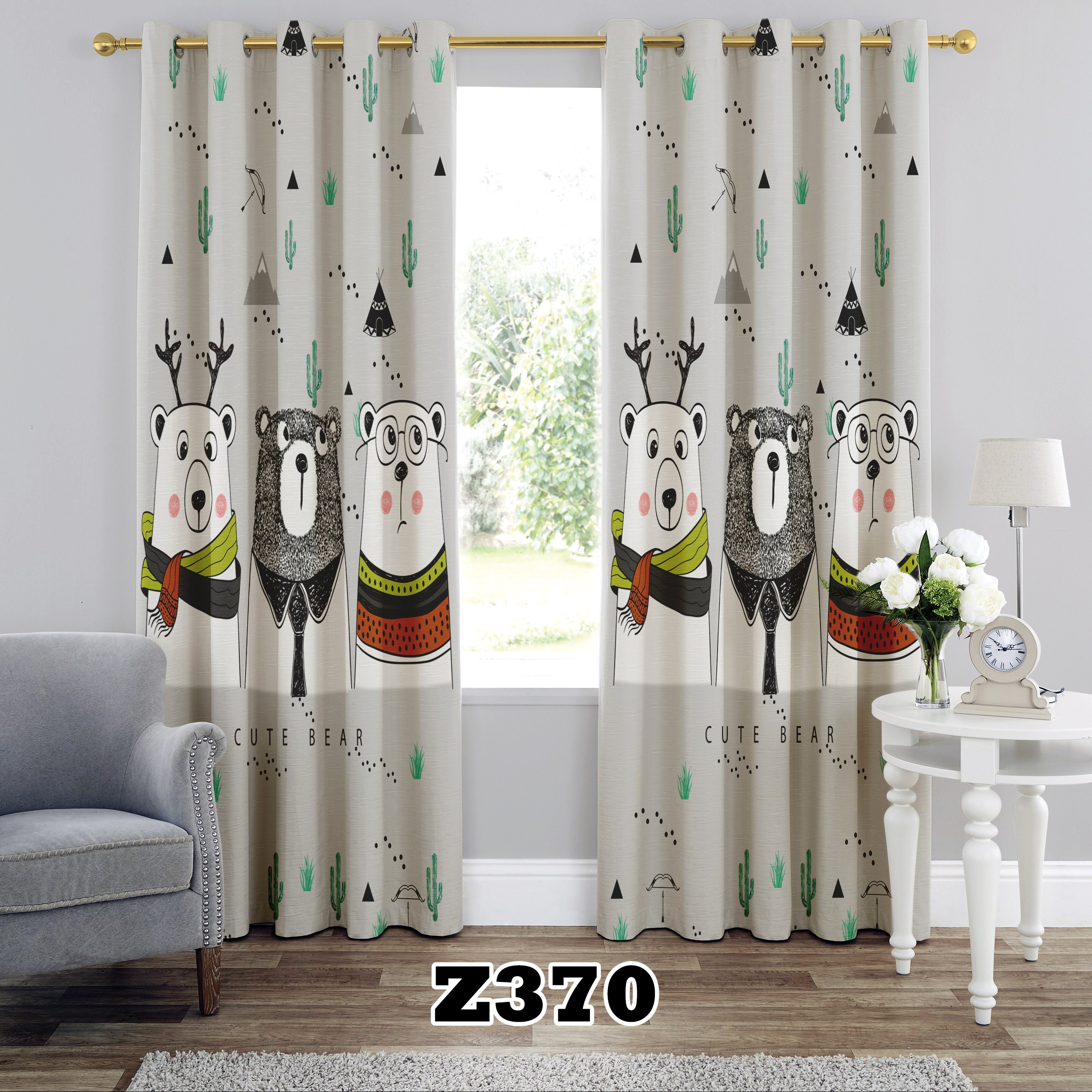 پرده چاپی طرح نوجوان کد Z370 تک قواره ارتفاع 300 عرض 140 سانت