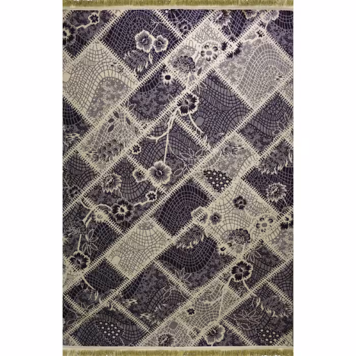 گلیم ماشینی افرند کد 9921 زمینه ذغالی (چهار متری)