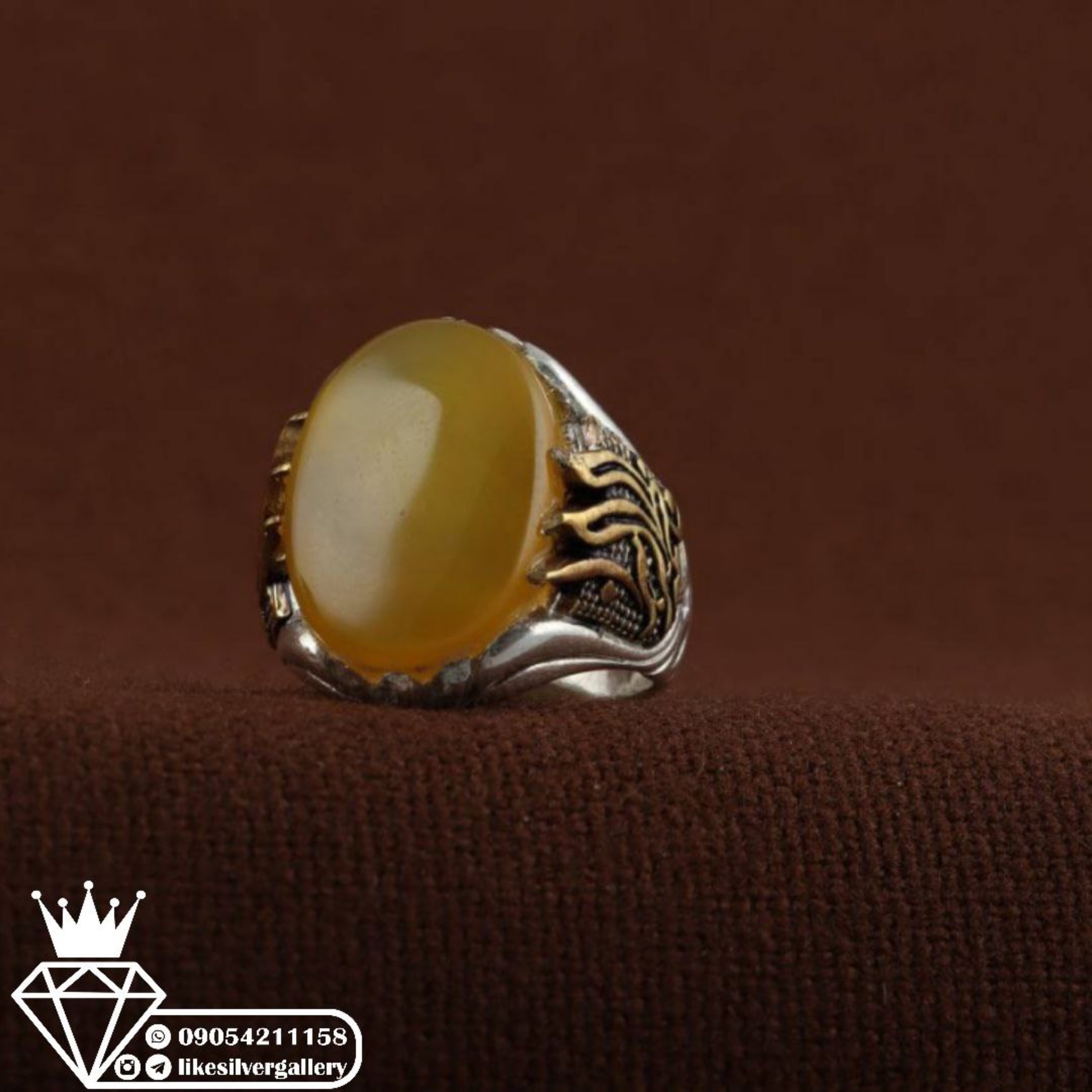 انگشتر مردانه شرف الشمس کد 41 وزن 17.45 گرم سایز نگین 17.22 ارسال رایگان