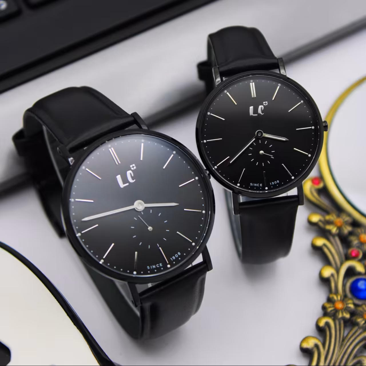 ساعت مچی ست زنانه و مردانه لی کانر- اورجینال بندحصیری تک موتور مدل LC04122