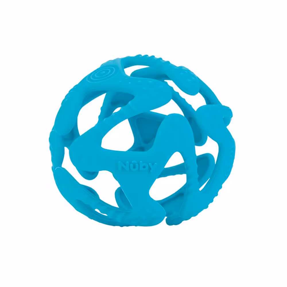دندانگیر تمام سیلیکونی 3  ماه نابی NUBY طرح توپ آبی دریایی
