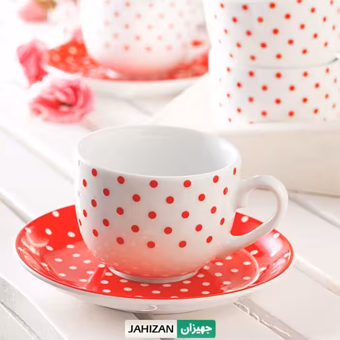 سرویس چای خوری زرین 12پارچه اسپاتی قرمز سری ایتالیا