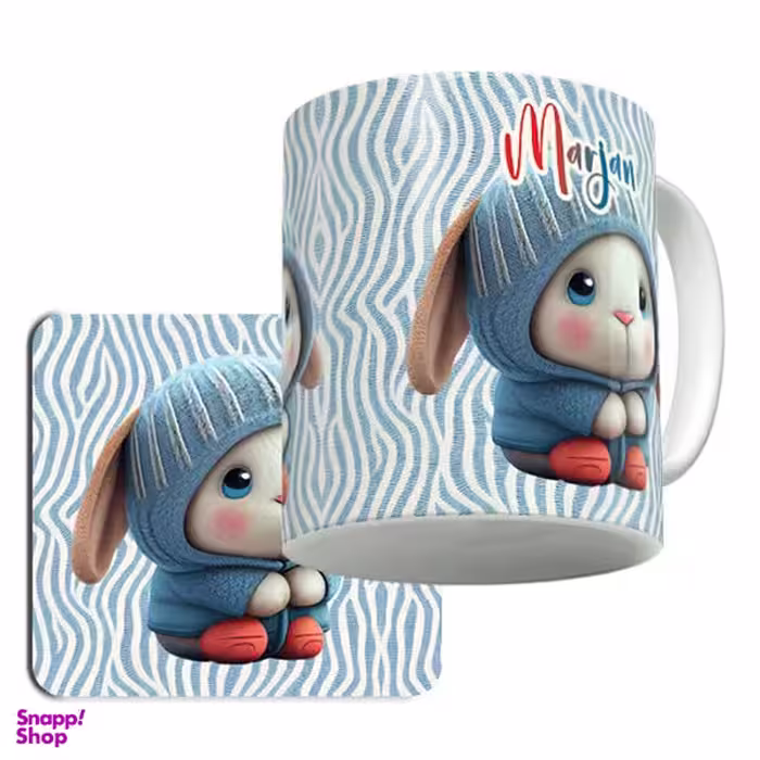 ماگ لاژید مدل اسم مرجان طرح کارتونی به همراه زیر لیوانی