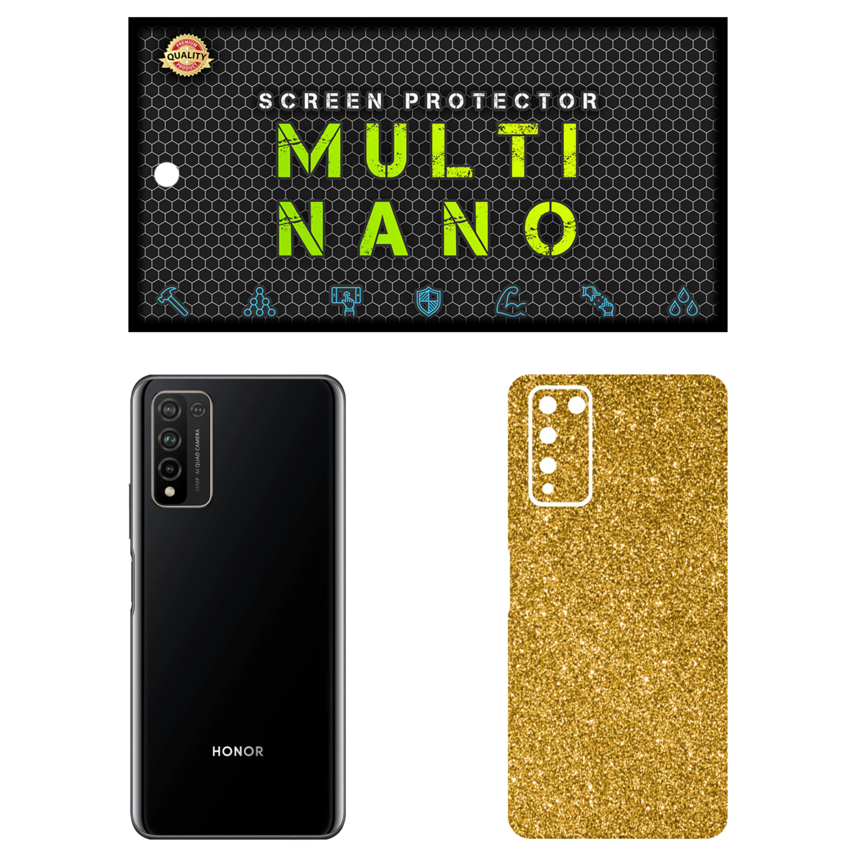 برچسب پوششی MultiNano مدل X-G1F-Gold برای پشت موبایل هوآوی Honor 10X Lite