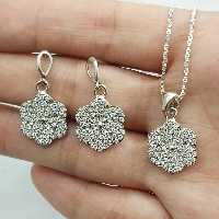 نیم ست نقره طرح گل