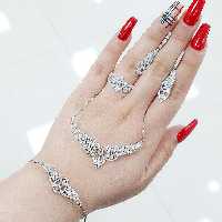 سرویس میکرو زنجیری نقره 925 طرح توری جواهر ابکاری طلا