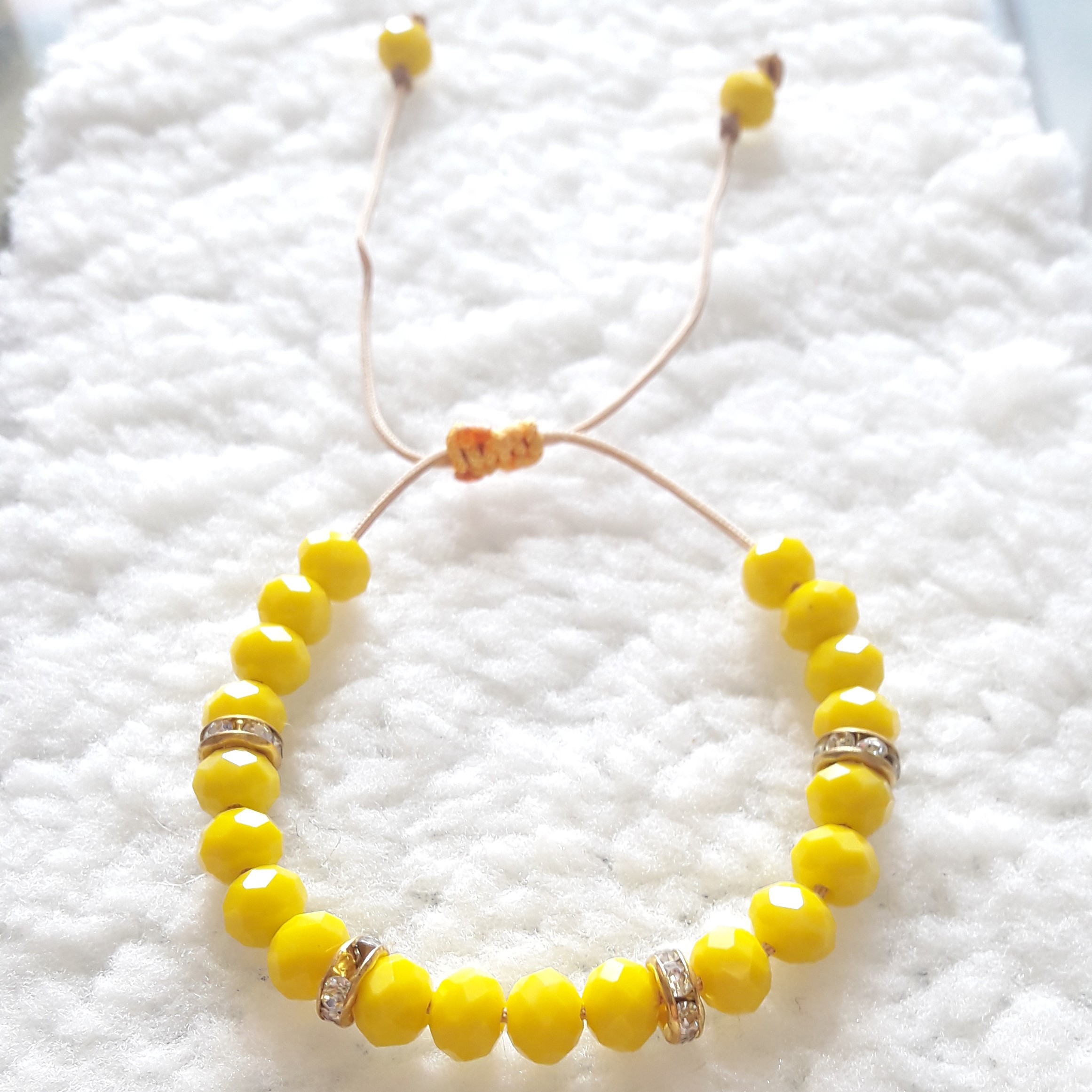 دستبند زرد مروارید کریستال