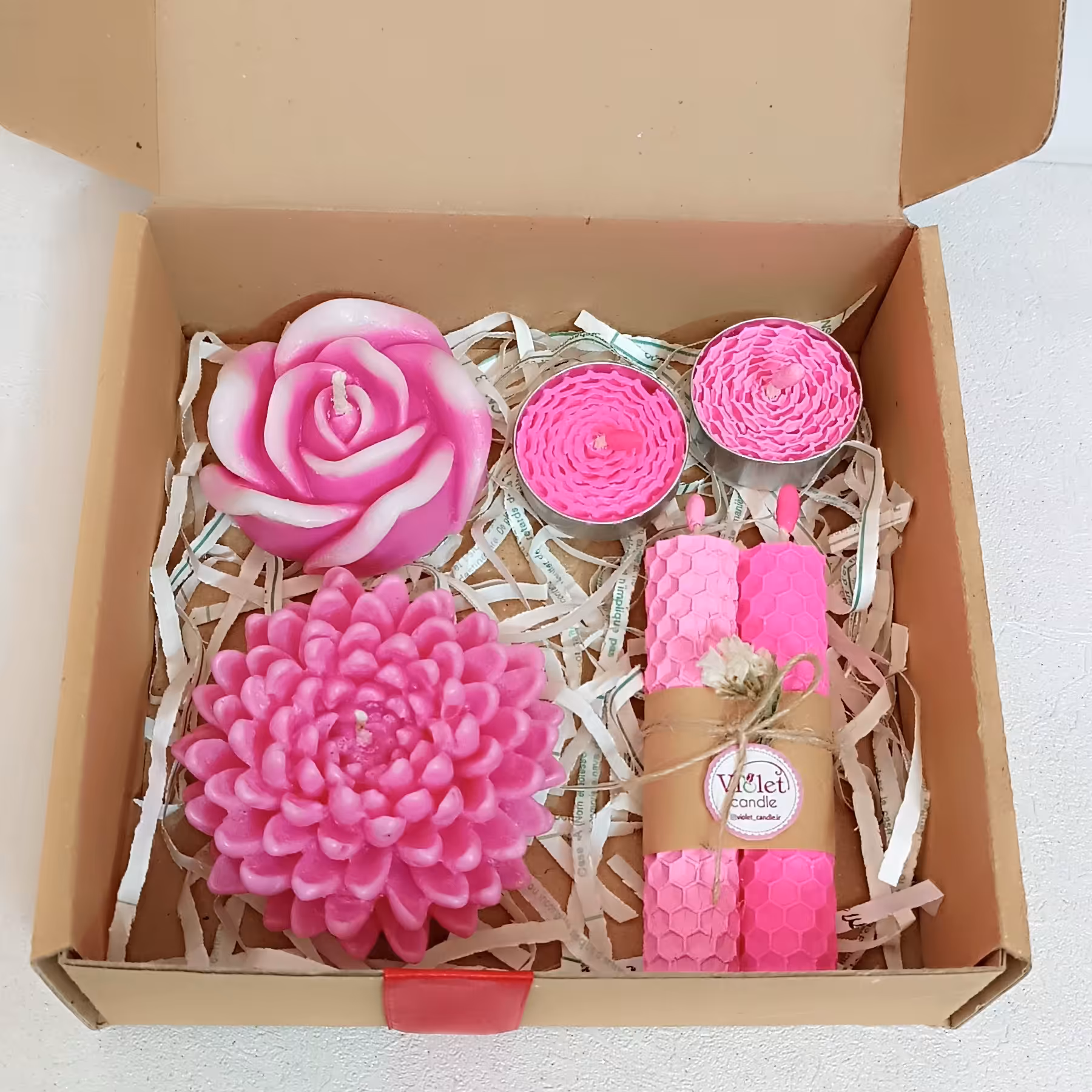 پک هدیه شمع صورتی