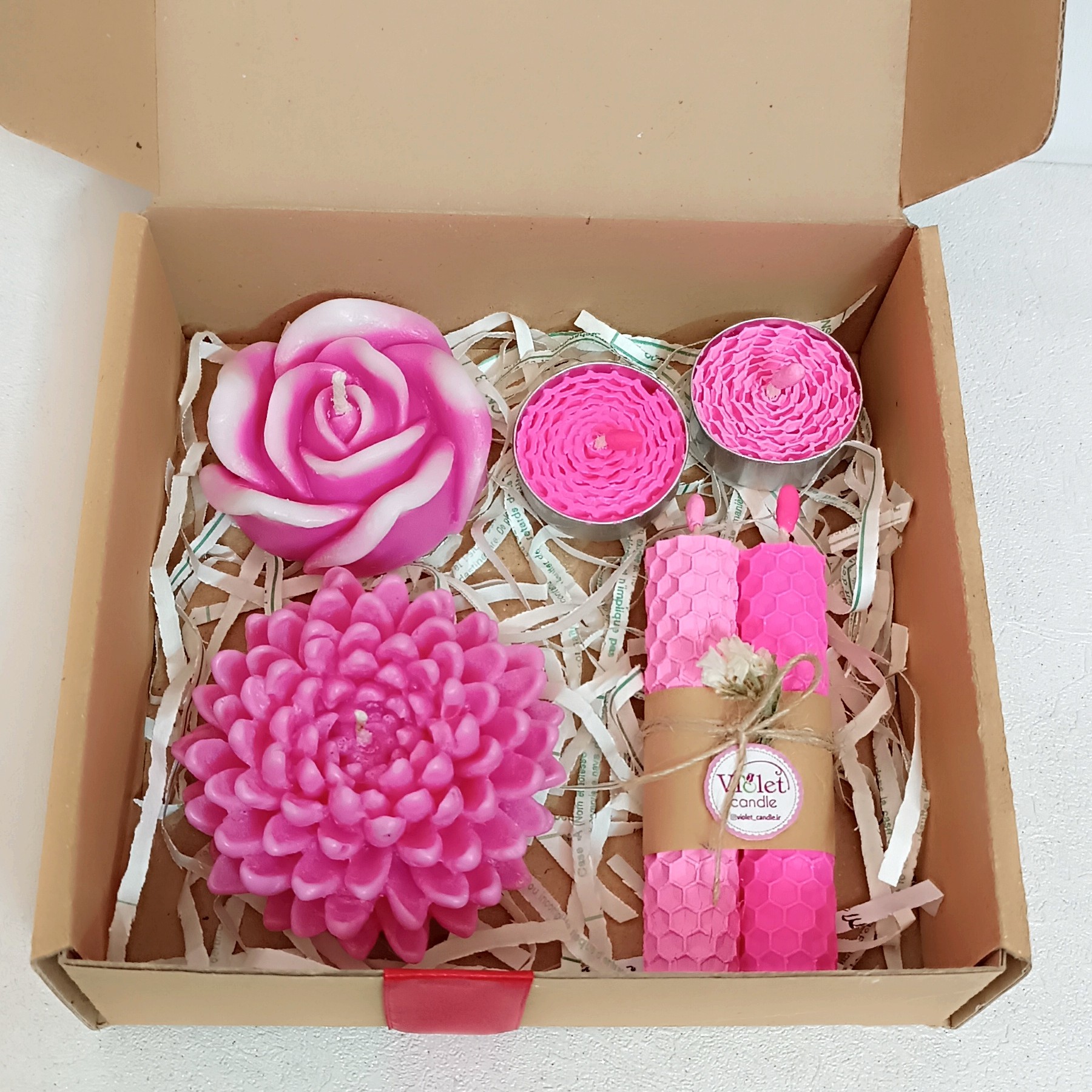 پک هدیه شمع صورتی