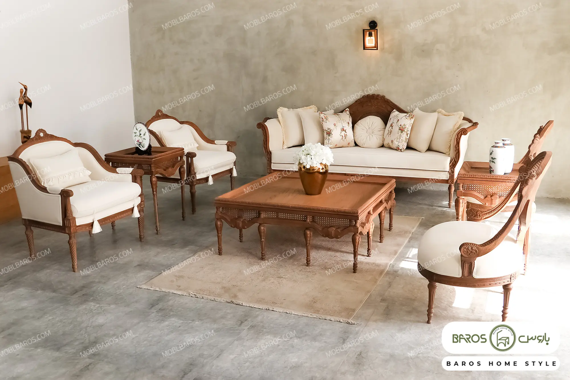 ست مبلمان کاجی مصری کد 11