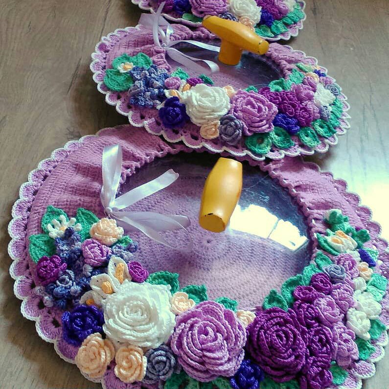 دمکنی قابلمه قلاببافی جنس کتان  در سه سایز استاندارد به رنگ یاسی رنگ و به وزن 550 گرم