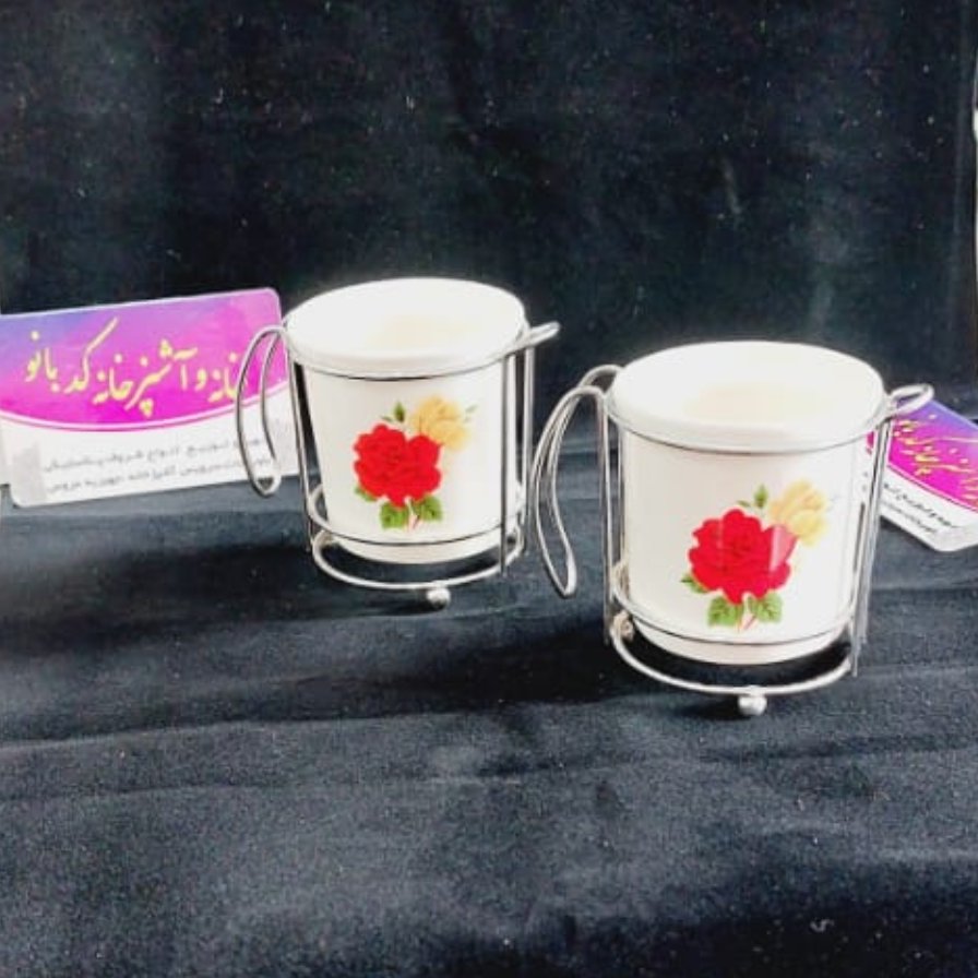 جا خلال دندونی وجاقاشق چای خوری سرامیکی گلدار استندار