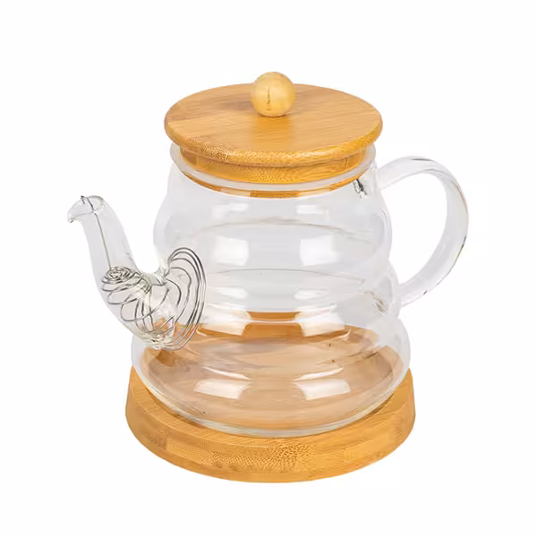 قوری پیرکس کف و درب بامبو حجم 1000 میل