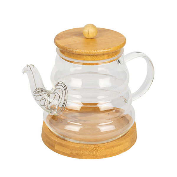 قوری پیرکس کف و درب بامبو حجم 1000 میل