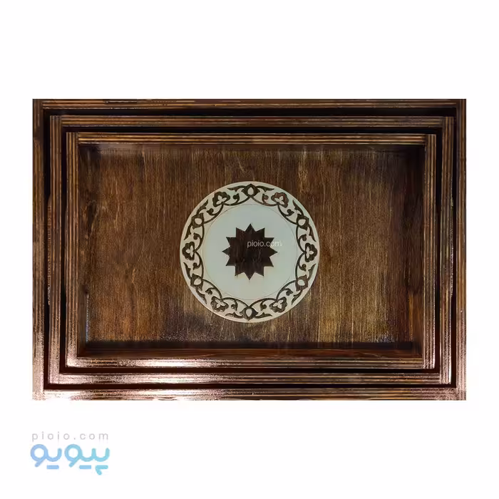 سینی چوبی سه عددی طرح مهر عمده و کارتنی