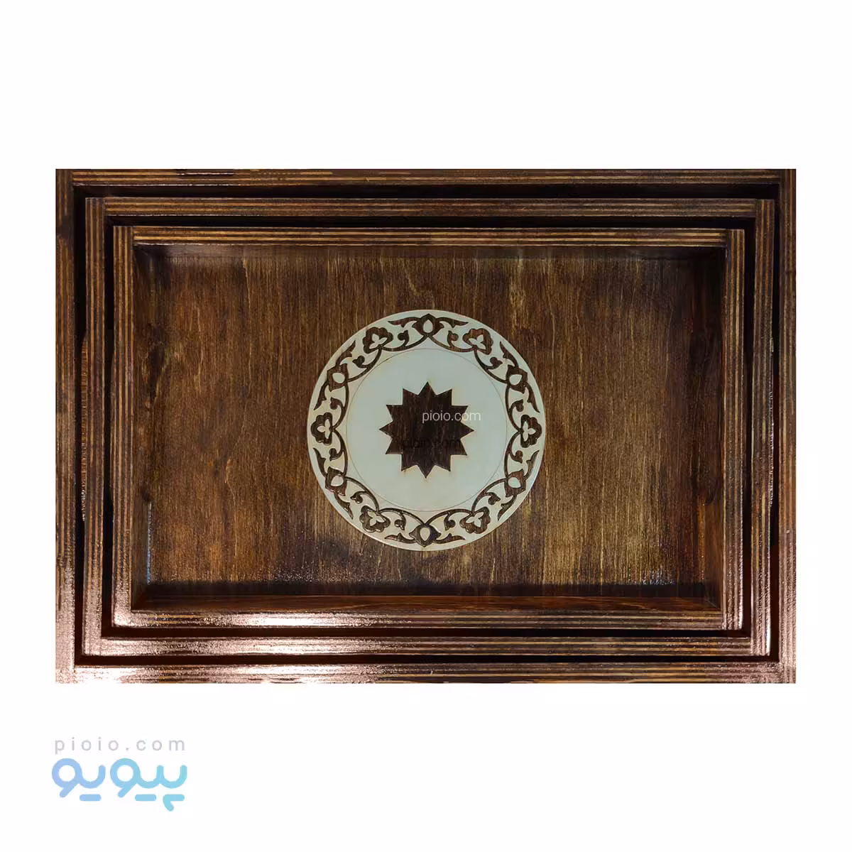 سینی چوبی سه عددی طرح مهر عمده و کارتنی