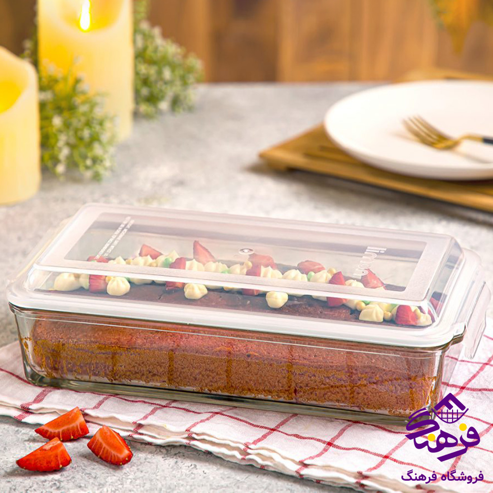 ظرف شیشه ای لیمون 1/4مستطیل