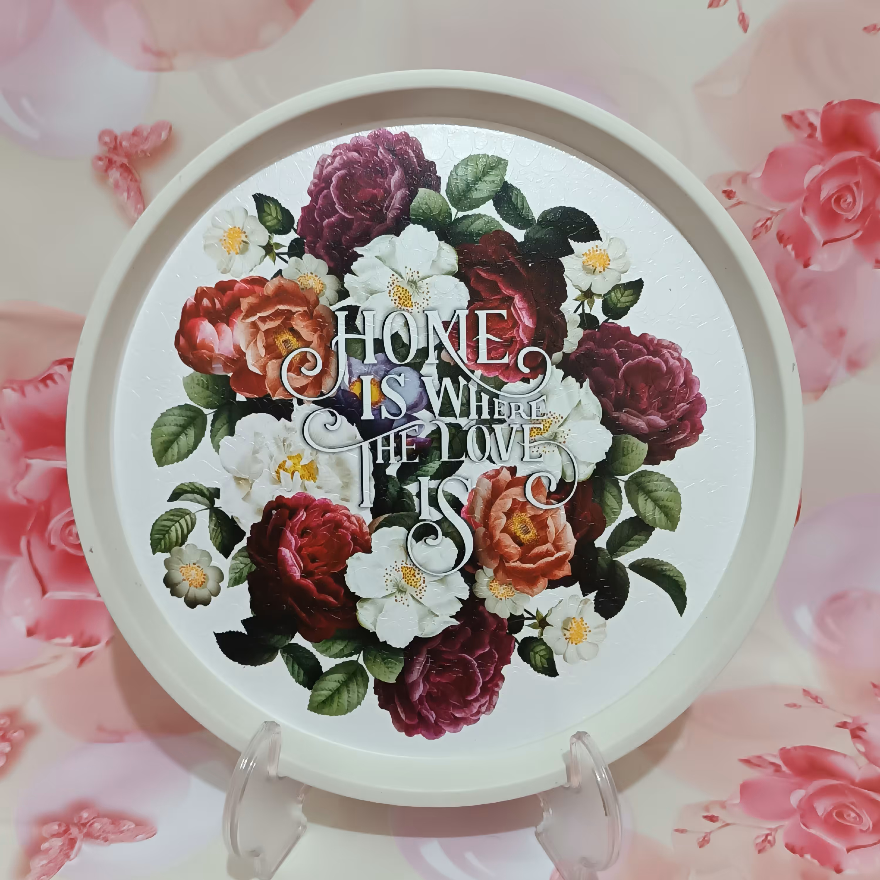 سینی پلاستیکی دایره ای ساده ،رنگ سفید،قطر25