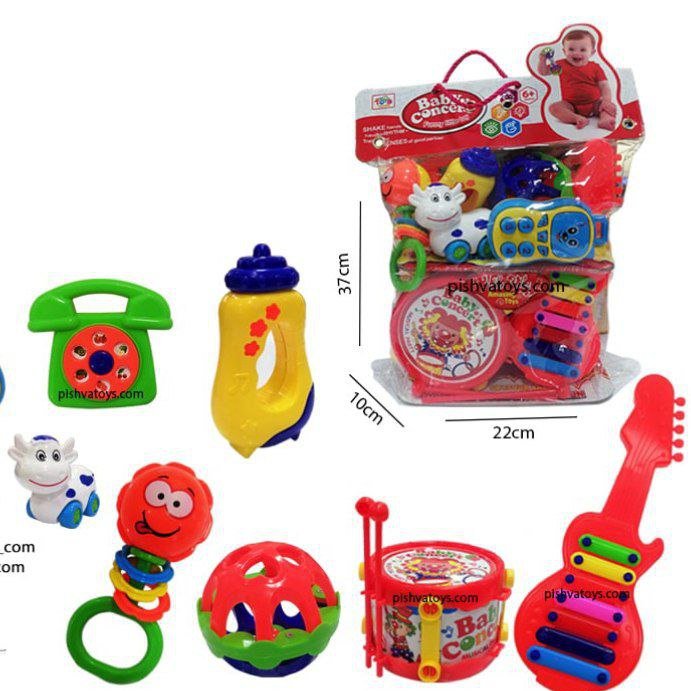 ست جغجغه نشکن 8 عددی اسباب بازی QR620