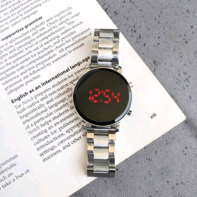 ساعت اسپرت ال ای دی دو کلید بندفلزی نقره ای