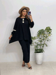 مانتو شلوار زنانه کرپ مدل ست محرمی شهلا