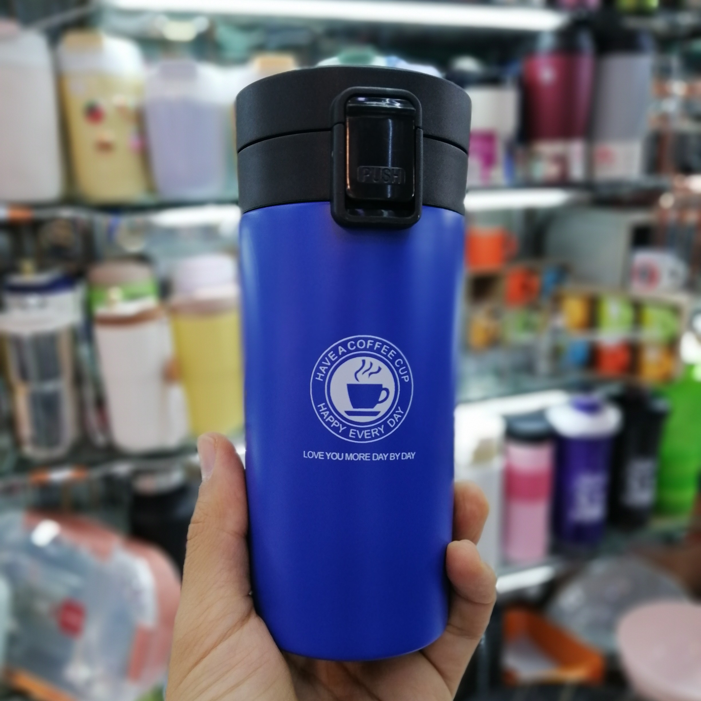 تراول ماگ 380 میل آبی سیر مات ،ماگ تراول mug travel