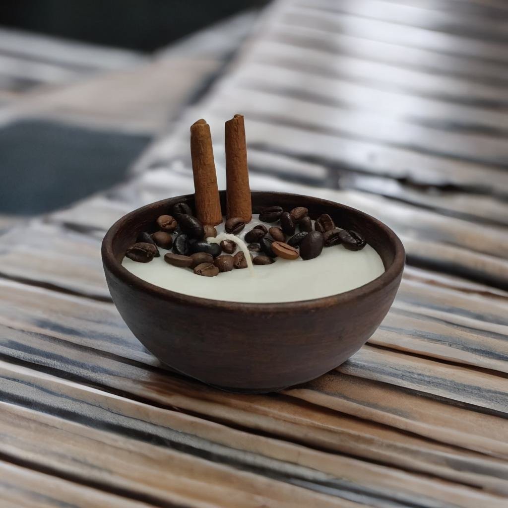 شمع کاسه ای طرح قهوه دارچین