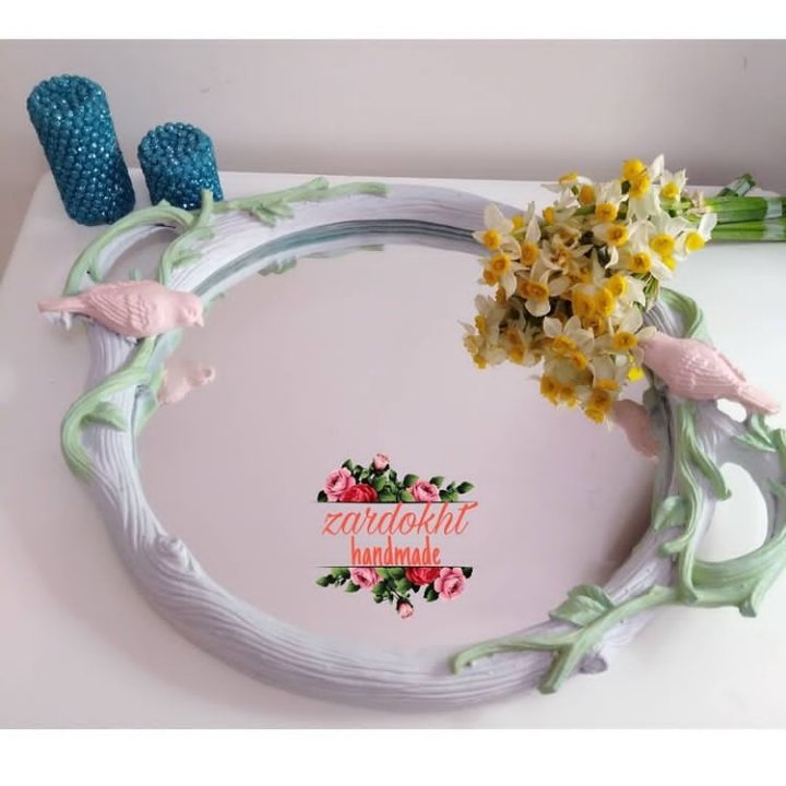 سینی کف اینه ای پرنده دار