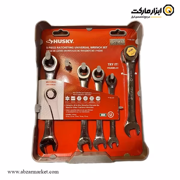 ست آچار یکسر تخت یکسر رینگ جغجغه هاسکی 5 عددی مدل 182223