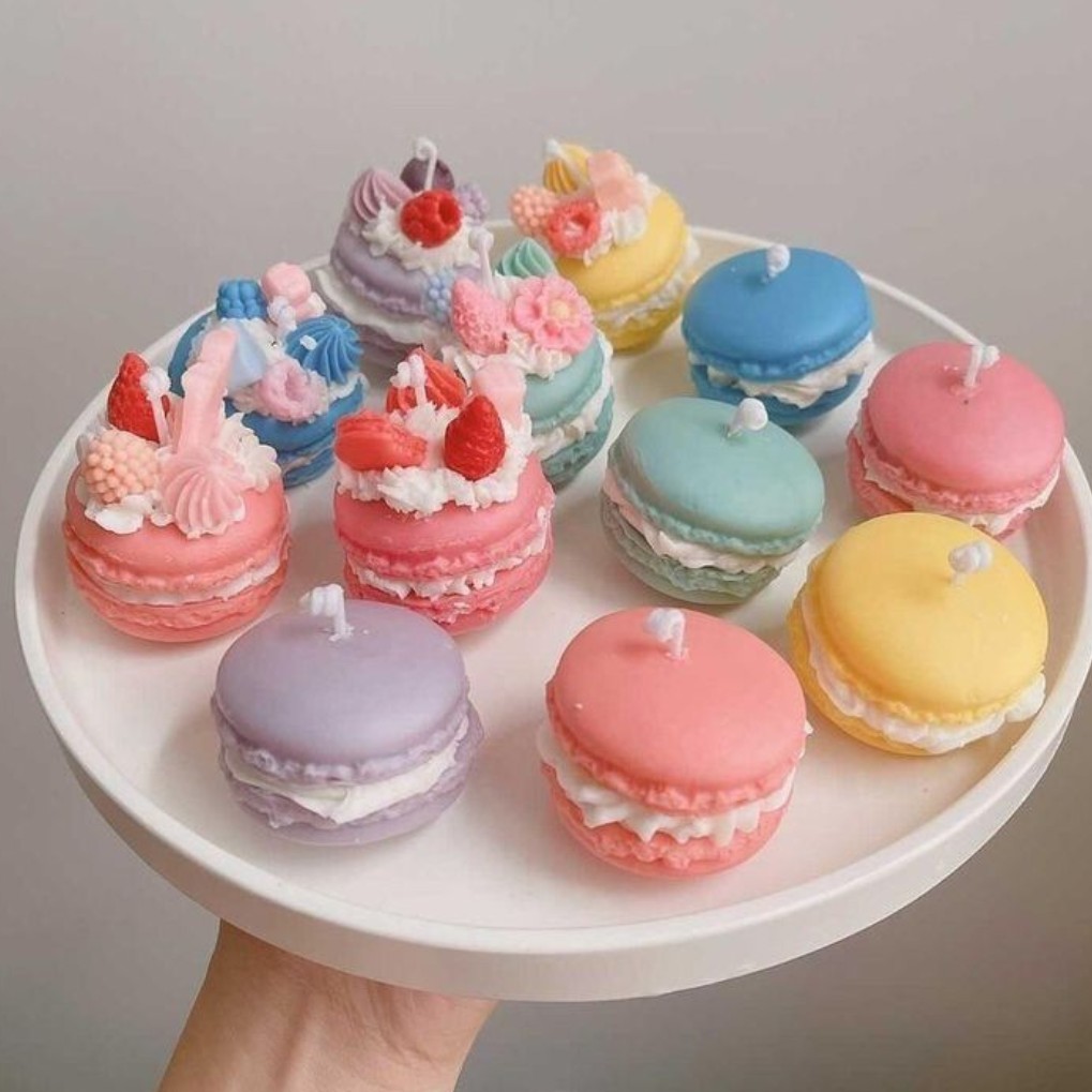 شمع ماکارون تزیینی پک چهار عددی