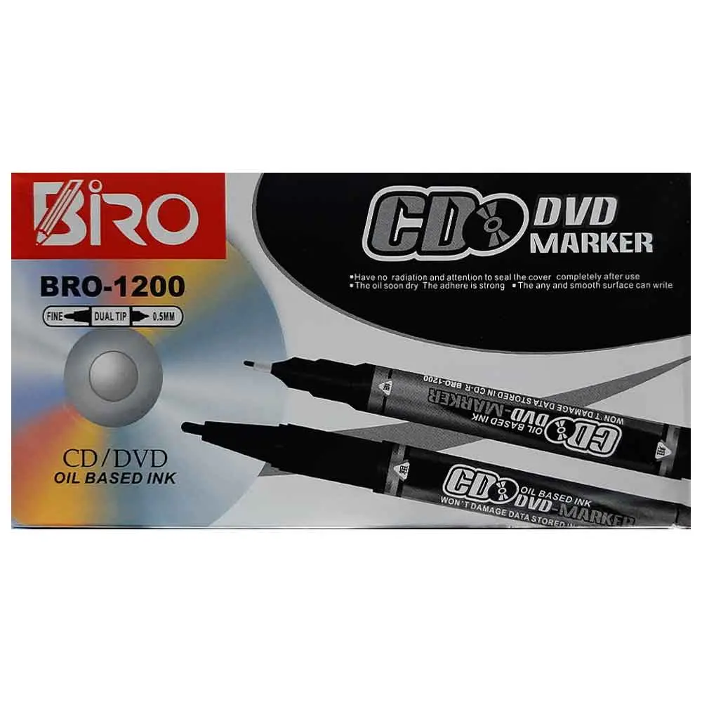 خرید ماژیک سی دی دو سر بیرو BRO-1200 بسته 12 عددی