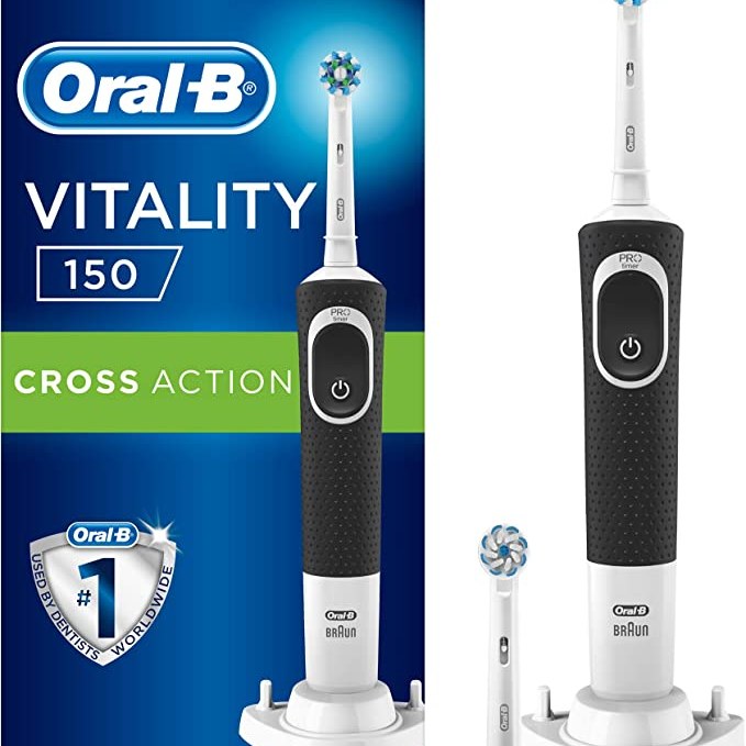 مسواک برقی اورال-  بی Vitality 150 رنگ مشکی دارای یک عدد سری اضافی