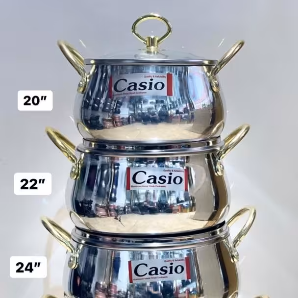 سرویس 10 پارچه کاسیو براق دسته طلایی