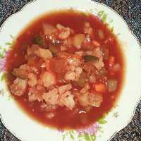 ترشی مخلوط باآب گوجه