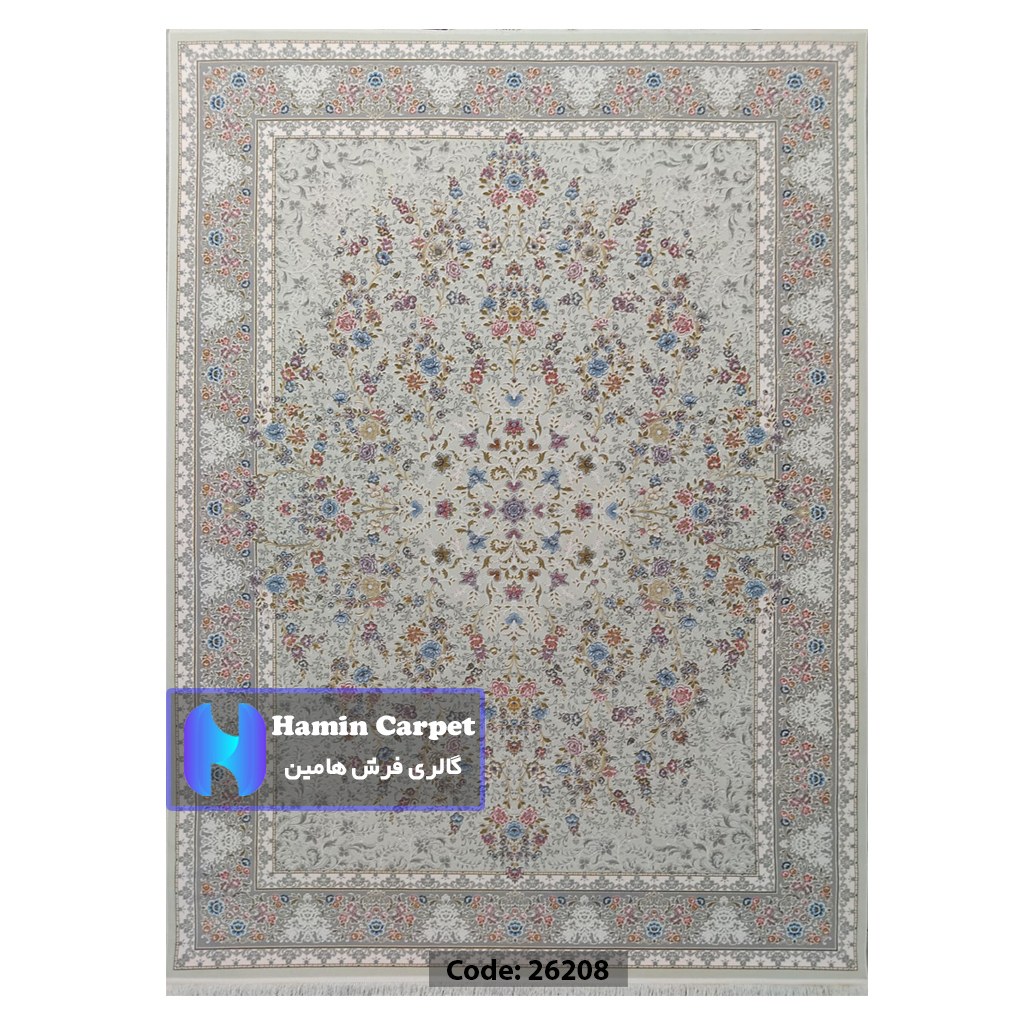 فرش 4 متری 1200 شانه تراکم 3600 نخ اکلریک گل برجسته کد AR26208