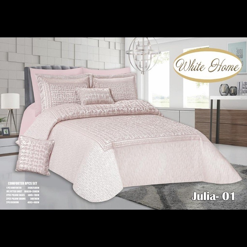 روتختی مخمل پنلی ترک درجه یک برند وایت هوم طرح جولیا صورتی روشن