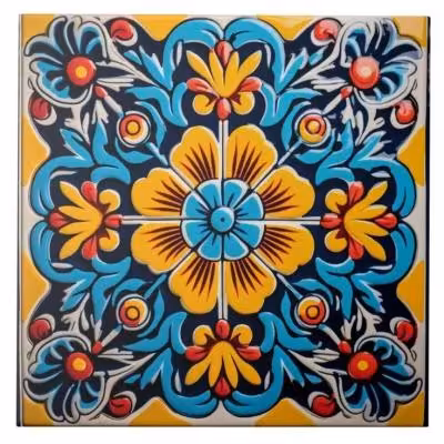 تابلو کاشی طرح گل زرد